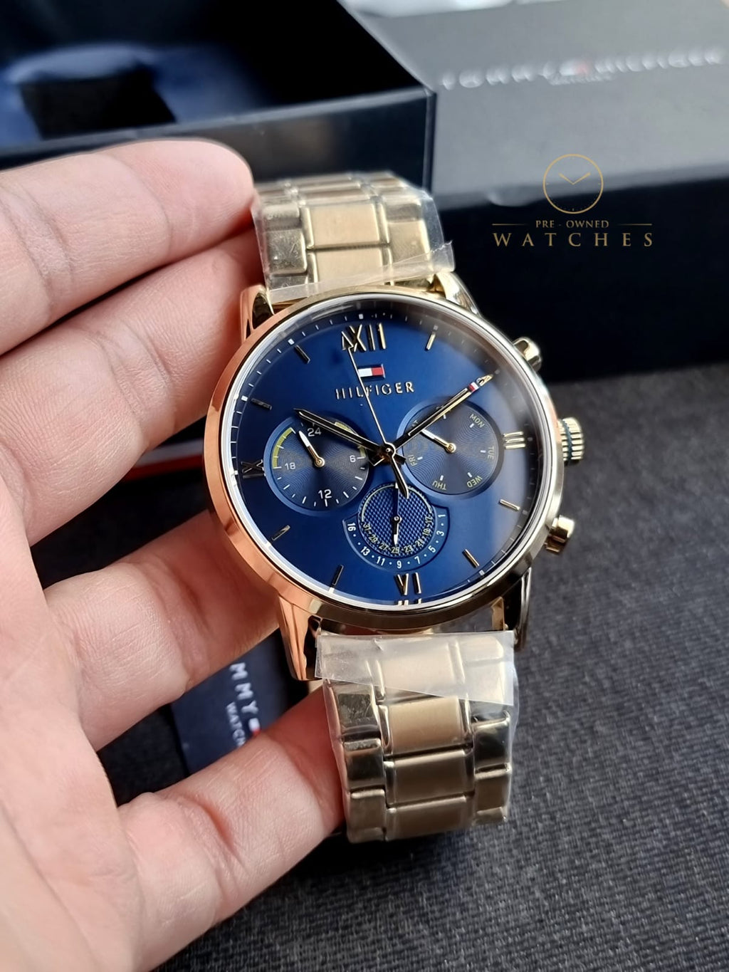Tommy Hilfiger Men’s Quartz Gold Stainless Steel Blue Dial 44mm Watch 1791880