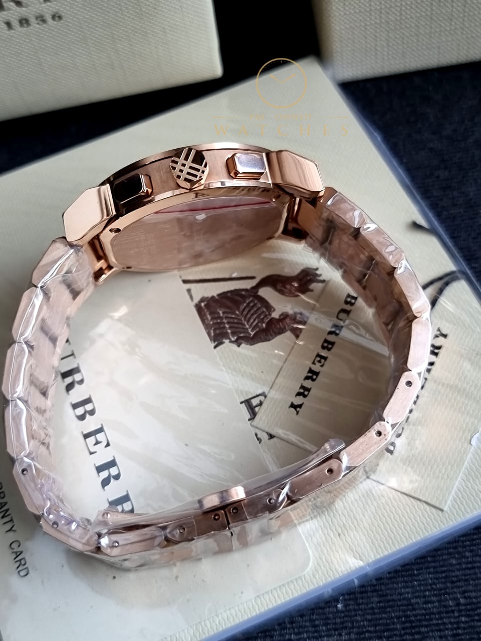 Burberry rose gold check bracelet watch 38mm best sale