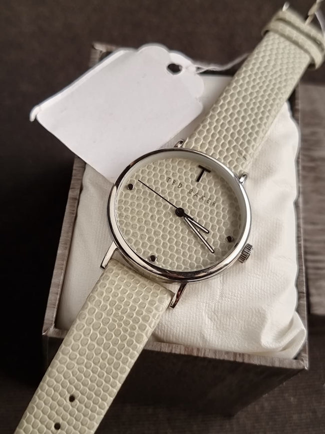 Ted baker Women Stainless Steel White Leather Strap Quartz Watch Main Image