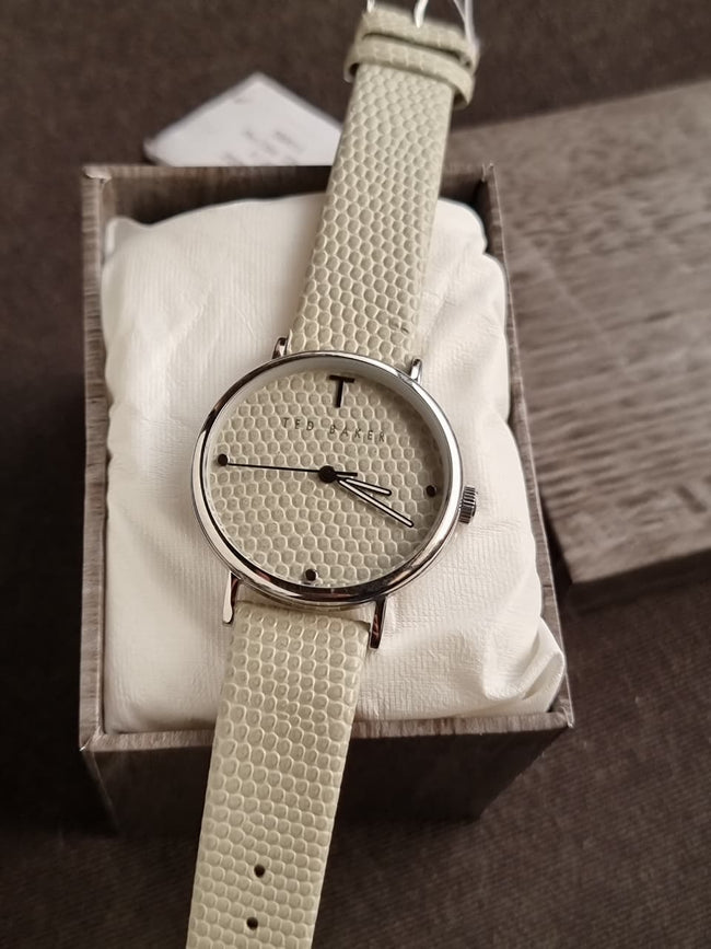 Ted baker Women Stainless Steel White Leather Strap Quartz Watch Hover Image