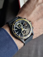 Seiko Chronograph SNN249P1 Men Black Dial Black Rubber Strap (Strap after Market)