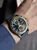 Seiko Chronograph SNN249P1 Men Black Dial Black Rubber Strap (Strap after Market)