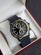 Seiko Chronograph SNN249P1 Men Black Dial Black Rubber Strap (Strap after Market)