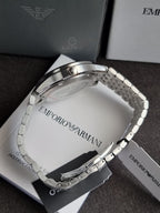 Emporio Armani Skeleton Silver Stainless Steel Green Dial Automatic Watch for Gents - Emporio Armani AR-60091