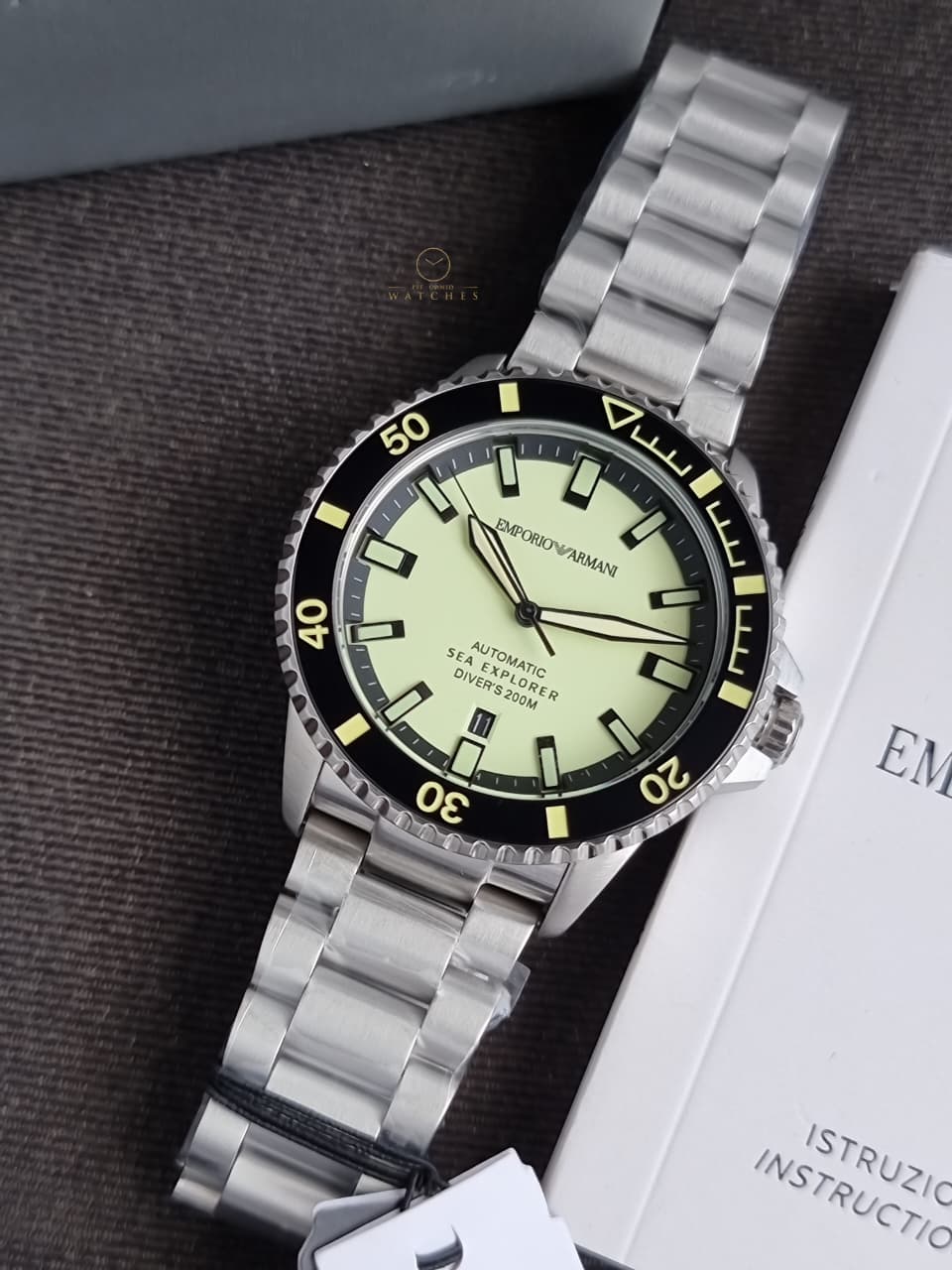 Emporio Armani Sea Explorer Automatic Stainless Steel Bracelet Diver’s Watch – 42.5 mm (AR60083)