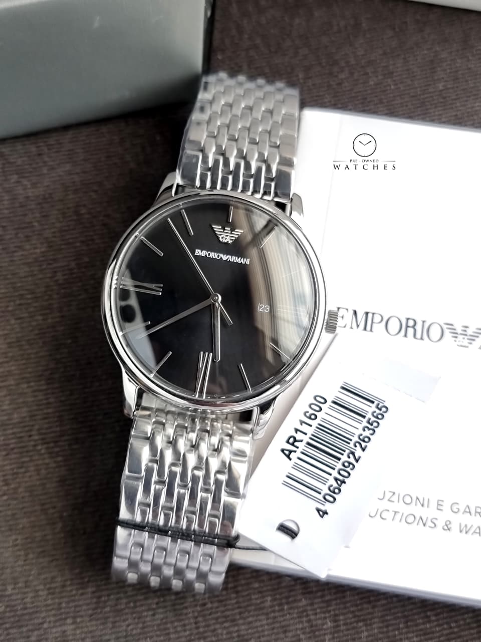 Emporio Armani AR11600 Minimalist Gents Watch – Sleek Black Dial & Steel Strap