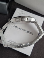 Emporio Armani Federico Silver Stainless Steel Green Dial Quartz Watch for Gents - AR11640