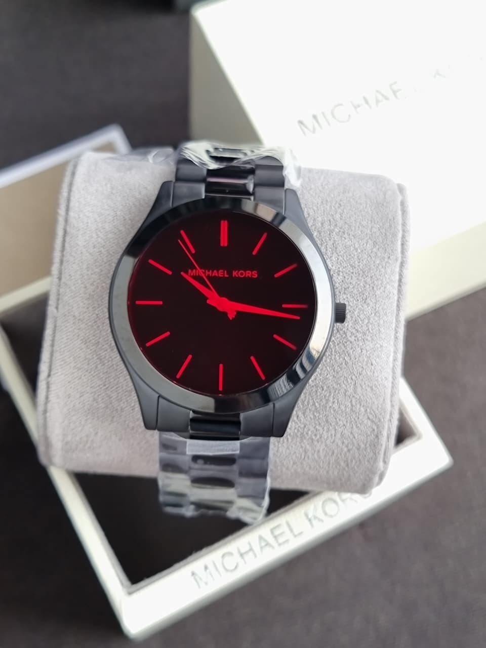 Michael Kors MK8734 Men's Watch Black Stainless Steel Slim Runway 44mm