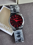 Michael Kors MK8734 Men's Watch Black Stainless Steel Slim Runway 44mm