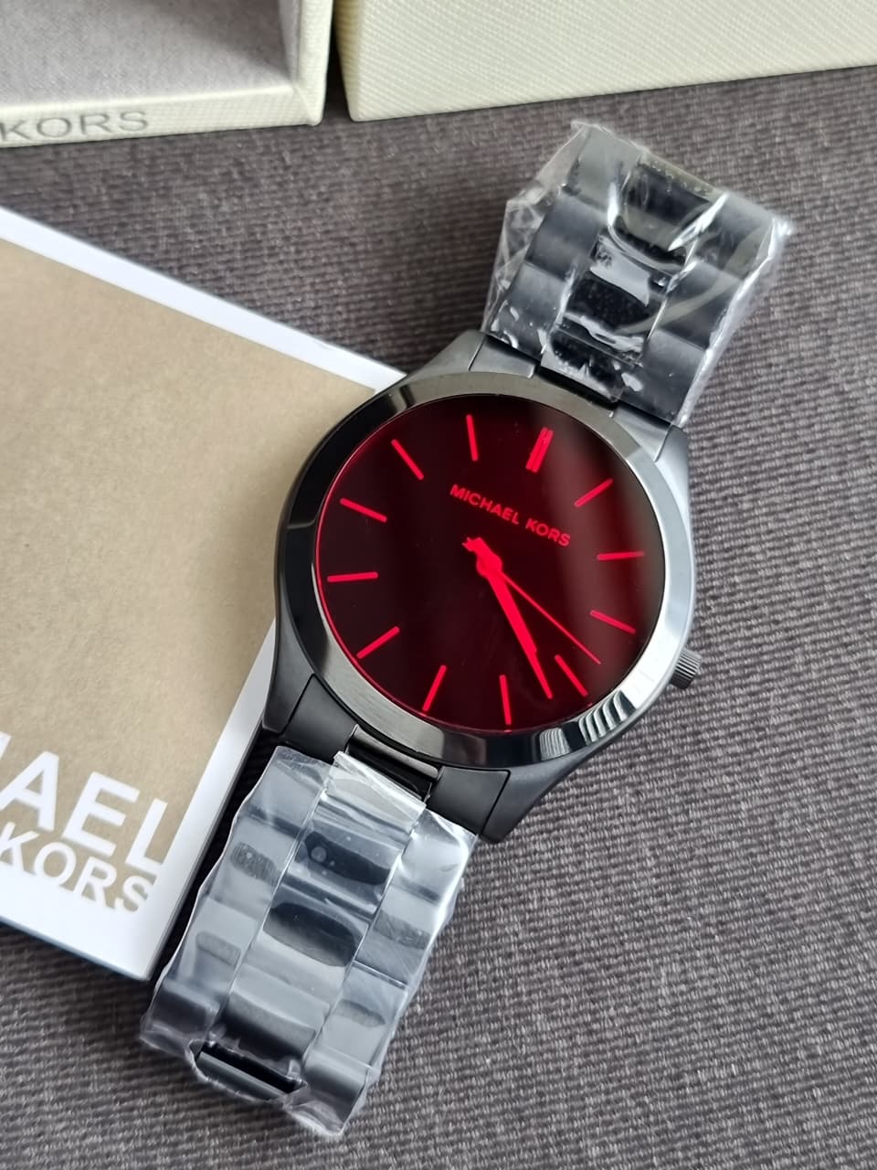 Michael Kors MK8734 Men's Watch Black Stainless Steel Slim Runway 44mm
