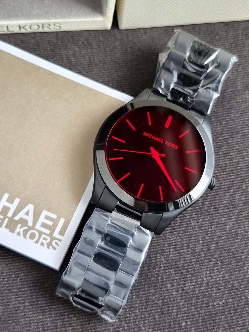 Michael Kors MK8734 Men's Watch Black Stainless Steel Slim Runway 44mm