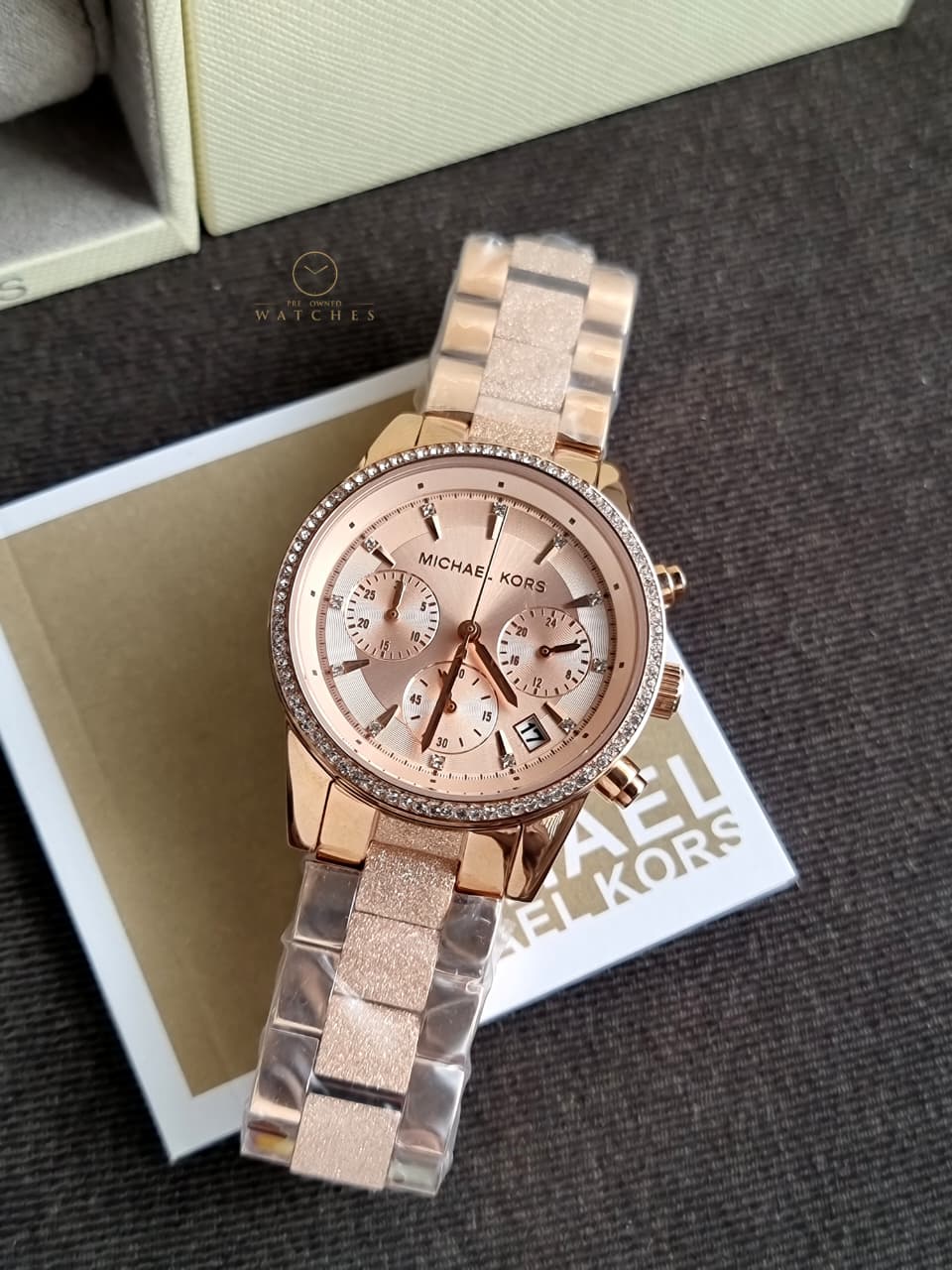 Michael Kors MK6598 Ladies Watch Gold Tone Chronograph Steel 38mm