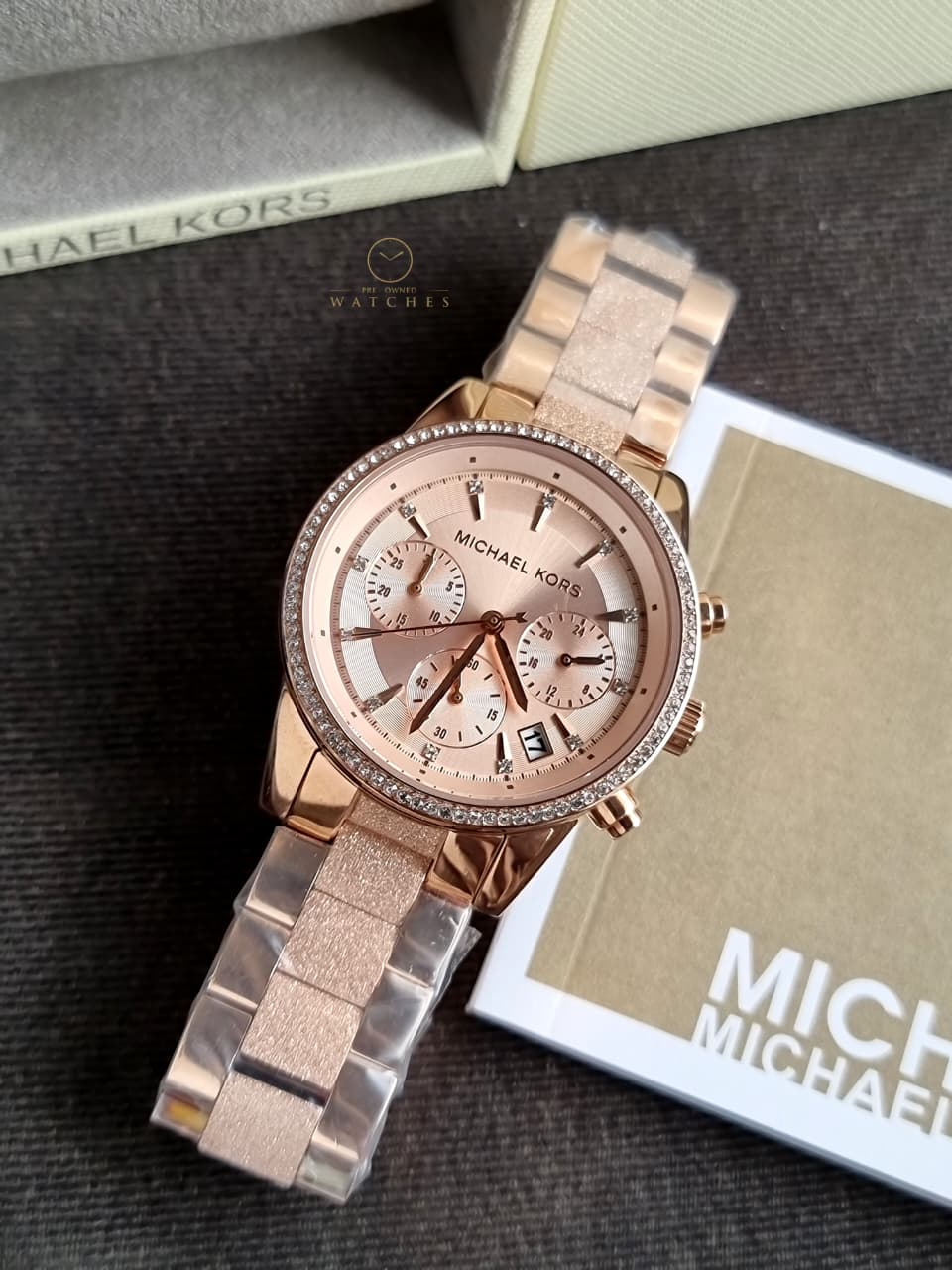 Michael Kors MK6598 Ladies Watch Gold Tone Chronograph Steel 38mm