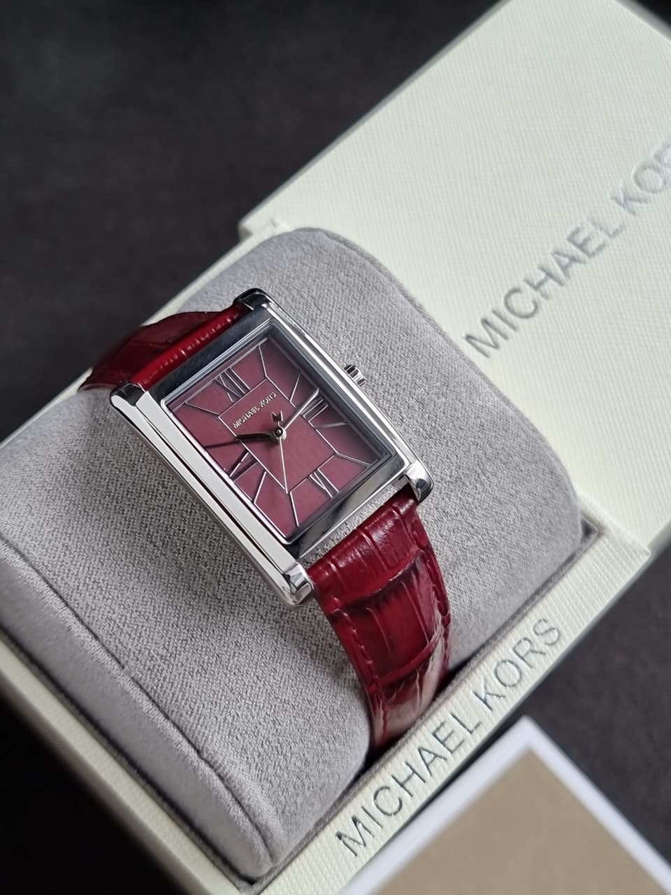 Michael Kors MK4966 Essex Red Dial Women's Watch Gold Steel 26mm