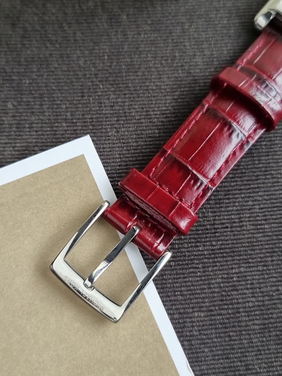 Michael Kors MK4966 Essex Red Dial Women's Watch Gold Steel 26mm