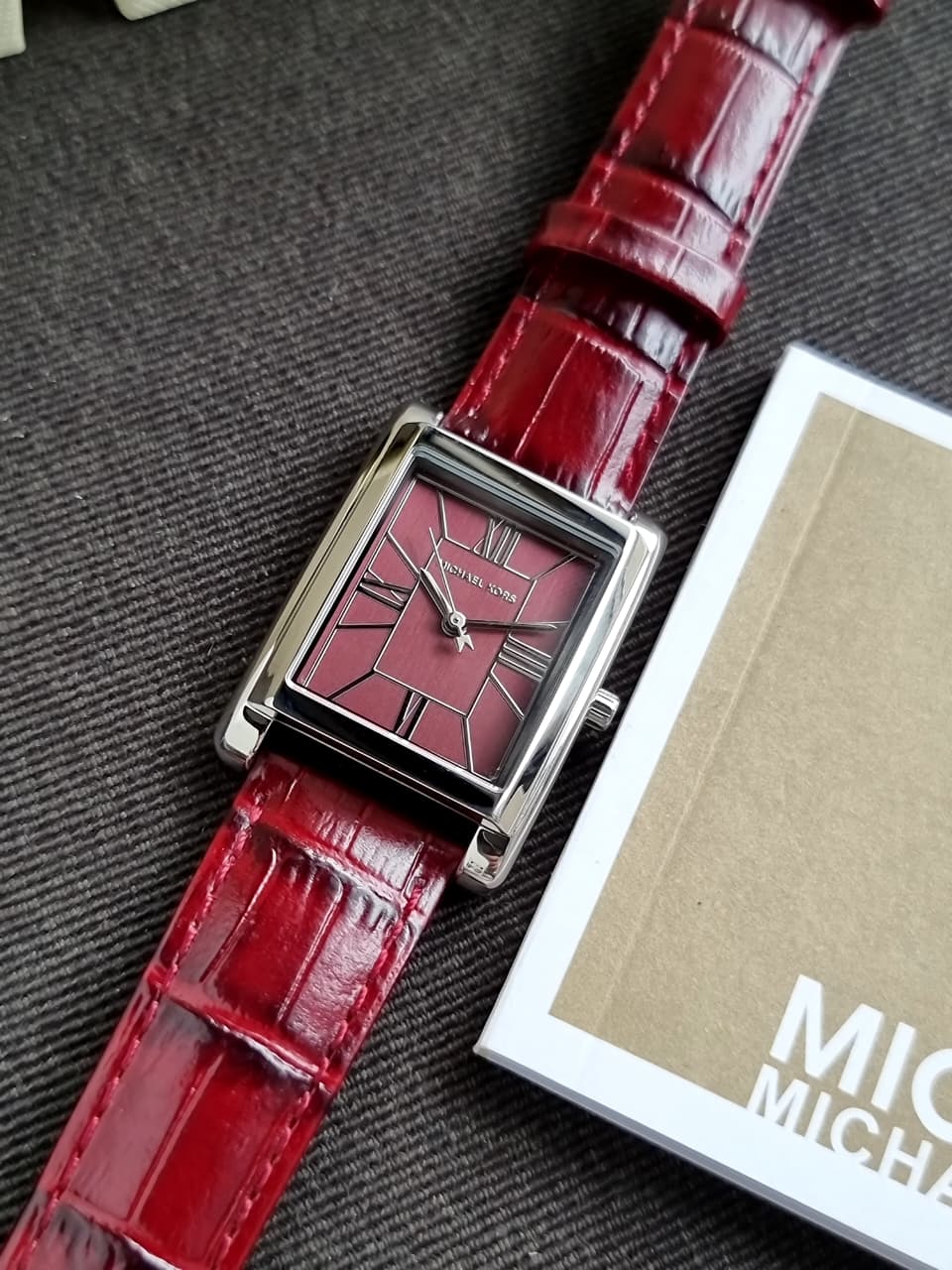 Michael Kors MK4966 Essex Red Dial Women's Watch Gold Steel 26mm