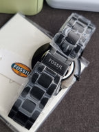 Fossil Minimalist Black Stainless Steel Black Dial Quartz Watch for Gents - FS5308