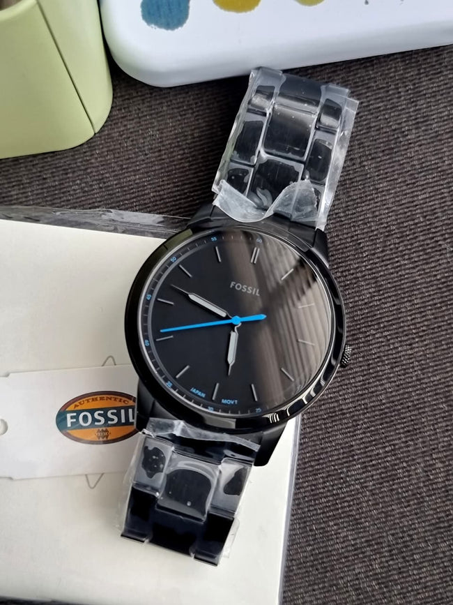 Fossil Minimalist Black Stainless Steel Black Dial Quartz Watch for Gents - FS5308 Main Image