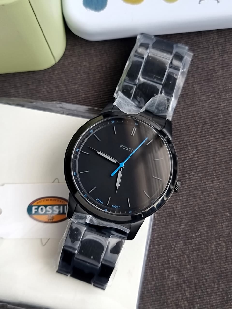 Fossil Minimalist Black Stainless Steel Black Dial Quartz Watch for Gents - FS5308