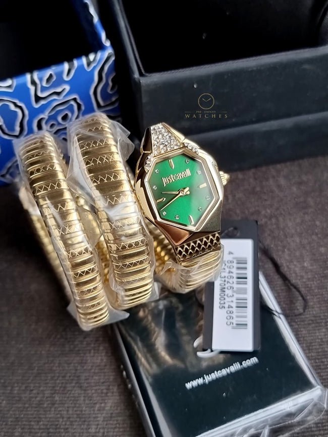 Just Cavalli Women's Watch JC1L370M0035 Green Dial Steel Bracelet Hover Image