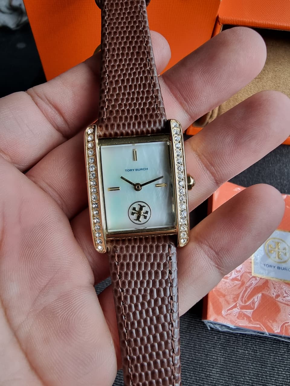 Tory Burch TBW1073 Women's Watch Mother of Pearl Dial Gold (Strap After Market)