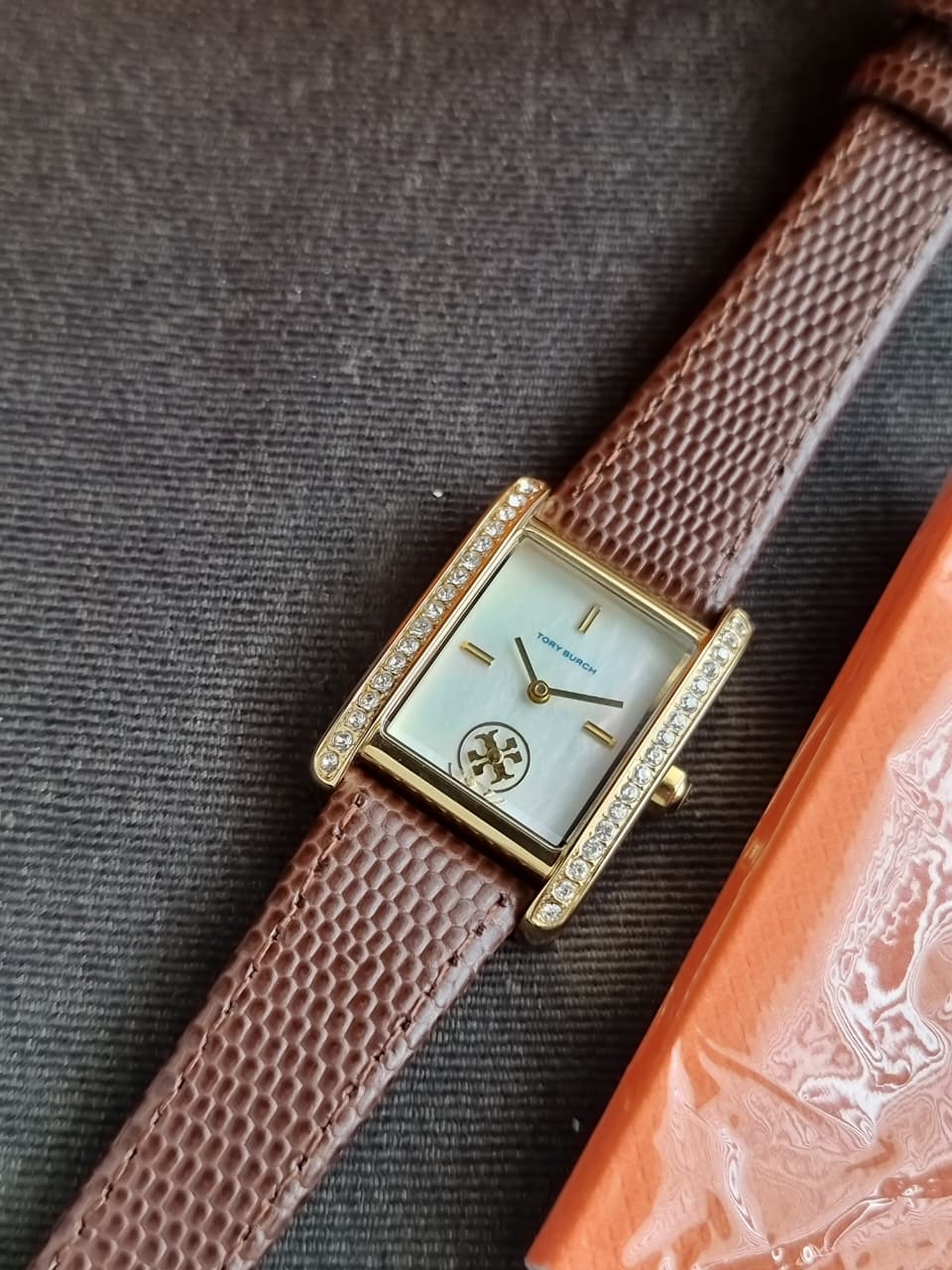 Tory Burch TBW1073 Women's Watch Mother of Pearl Dial Gold (Strap After Market)