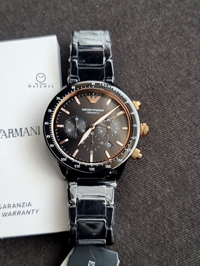 Emporio Armani Men’s Analogue Quartz Stainless Steel Black 43mm Watch AR70002 Main Image