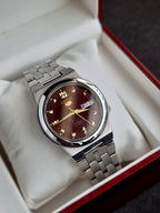 Seiko 5 Automatic Men's Watch – Maroon Dial, Stainless Steel, 35mm
