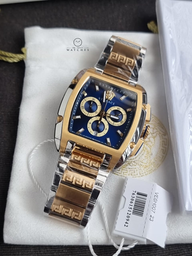 Versace Dominus VE6H00723 Men's Watch – Blue Dial Chronograph, Two-Tone Stainless Steel, Quartz Hover Image