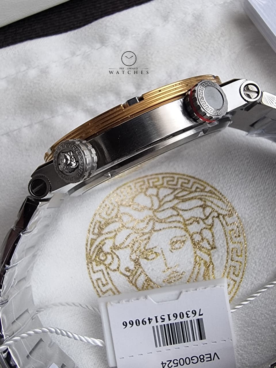 Versace Greca Logo Diver VE8G00524 Men's Watch – Green Dial, Two-Tone Stainless Steel, Quartz