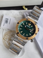 Versace Greca Logo Diver VE8G00524 Men's Watch – Green Dial, Two-Tone Stainless Steel, Quartz