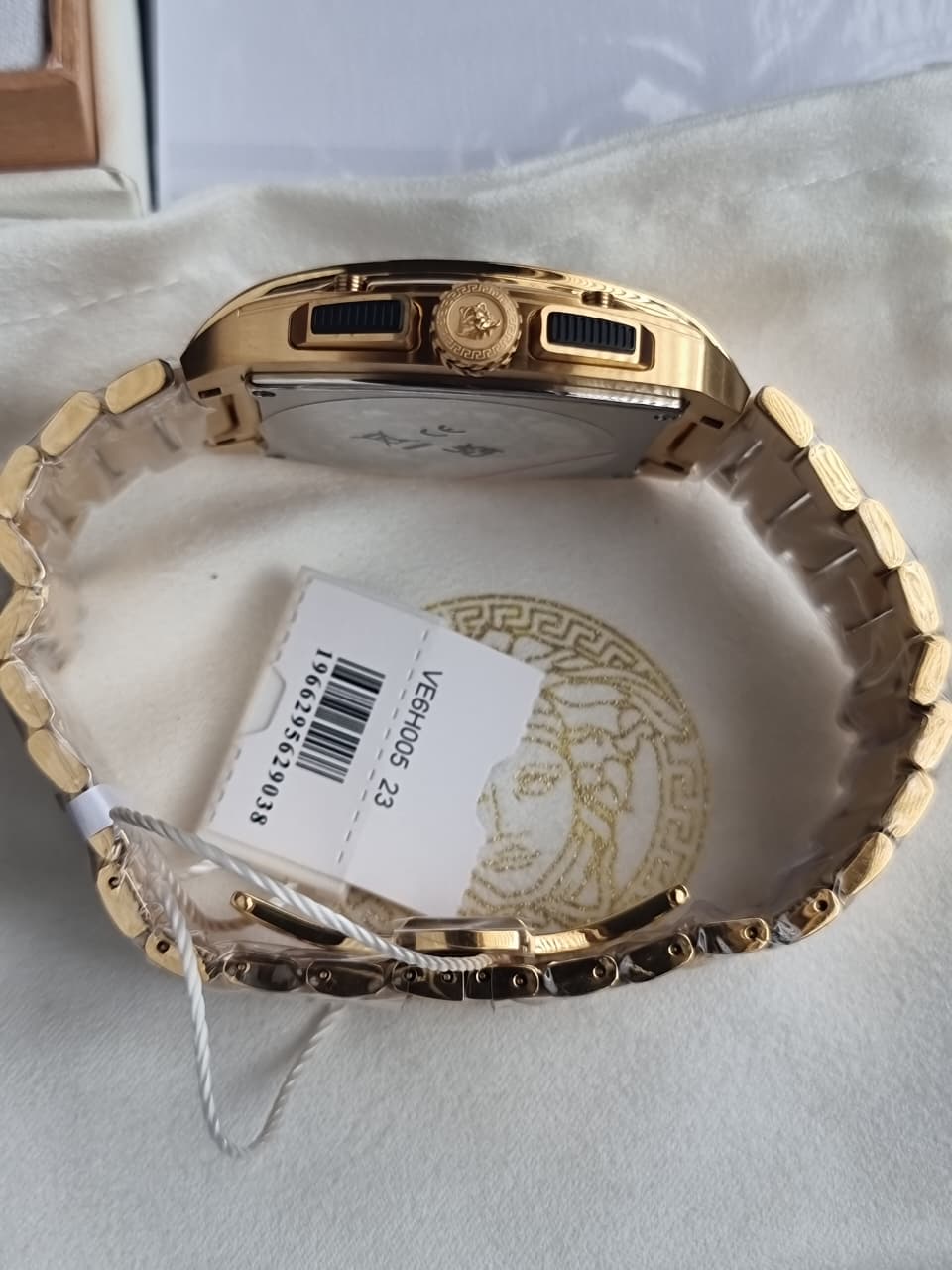 Versace Dominus VE6H00523 Men's Watch – Black Dial Chronograph, Gold Stainless Steel, Quartz