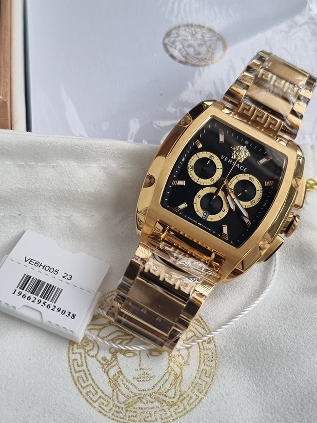 Versace Dominus VE6H00523 Men's Watch – Black Dial Chronograph, Gold Stainless Steel, Quartz Main Image
