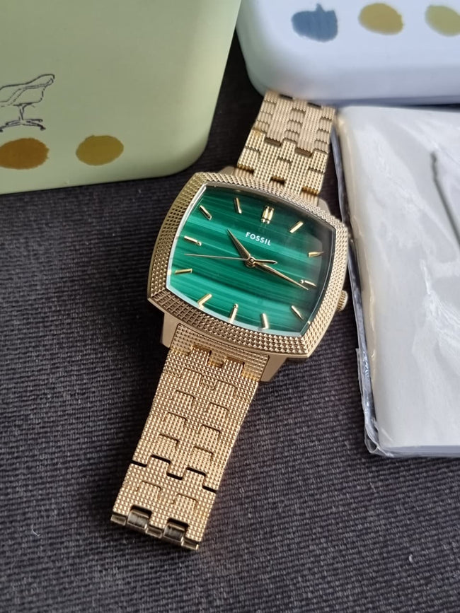 Fossil LE1217 Nick Jonas Machine Luxe Gold Watch Malachite Dial Hover Image
