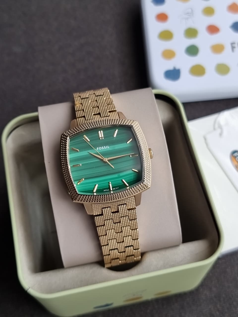Fossil LE1217 Nick Jonas Machine Luxe Gold Watch Malachite Dial