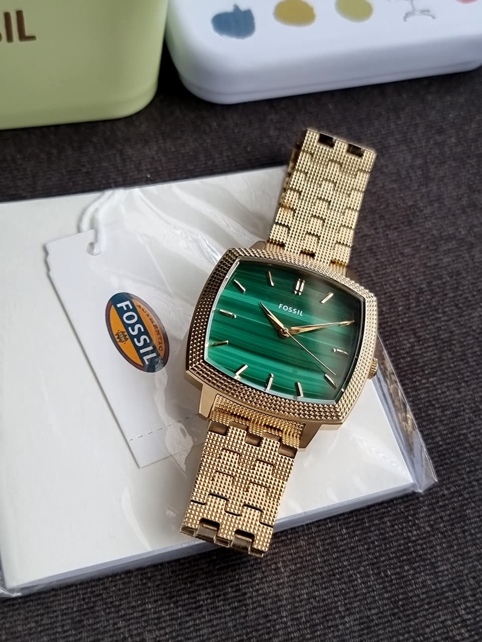 Fossil LE1217 Nick Jonas Machine Luxe Gold Watch Malachite Dial