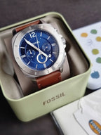 Fossil Privateer BQ2819 Men's Watch – Chronograph, Brown Leather Strap, Stainless Steel, Quartz