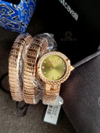 Just Cavalli Enchanting Snake JC1L302M0045 Women's Watch – Green Dial, Rose Gold Stainless Steel, Quartz