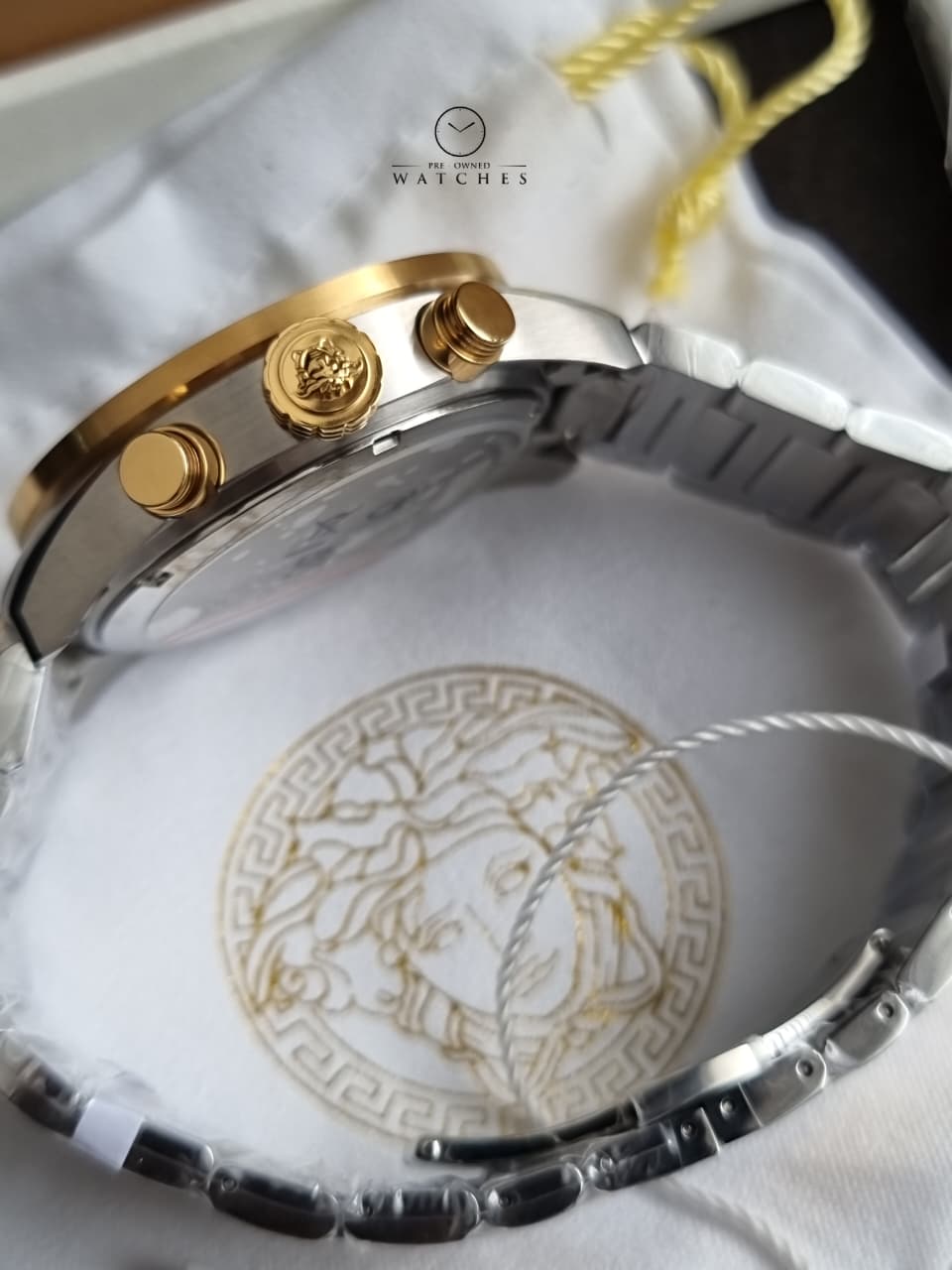 Versace Greca Dome VE6K00423 Men's Watch – Gold Tone, Round Dial, Quartz