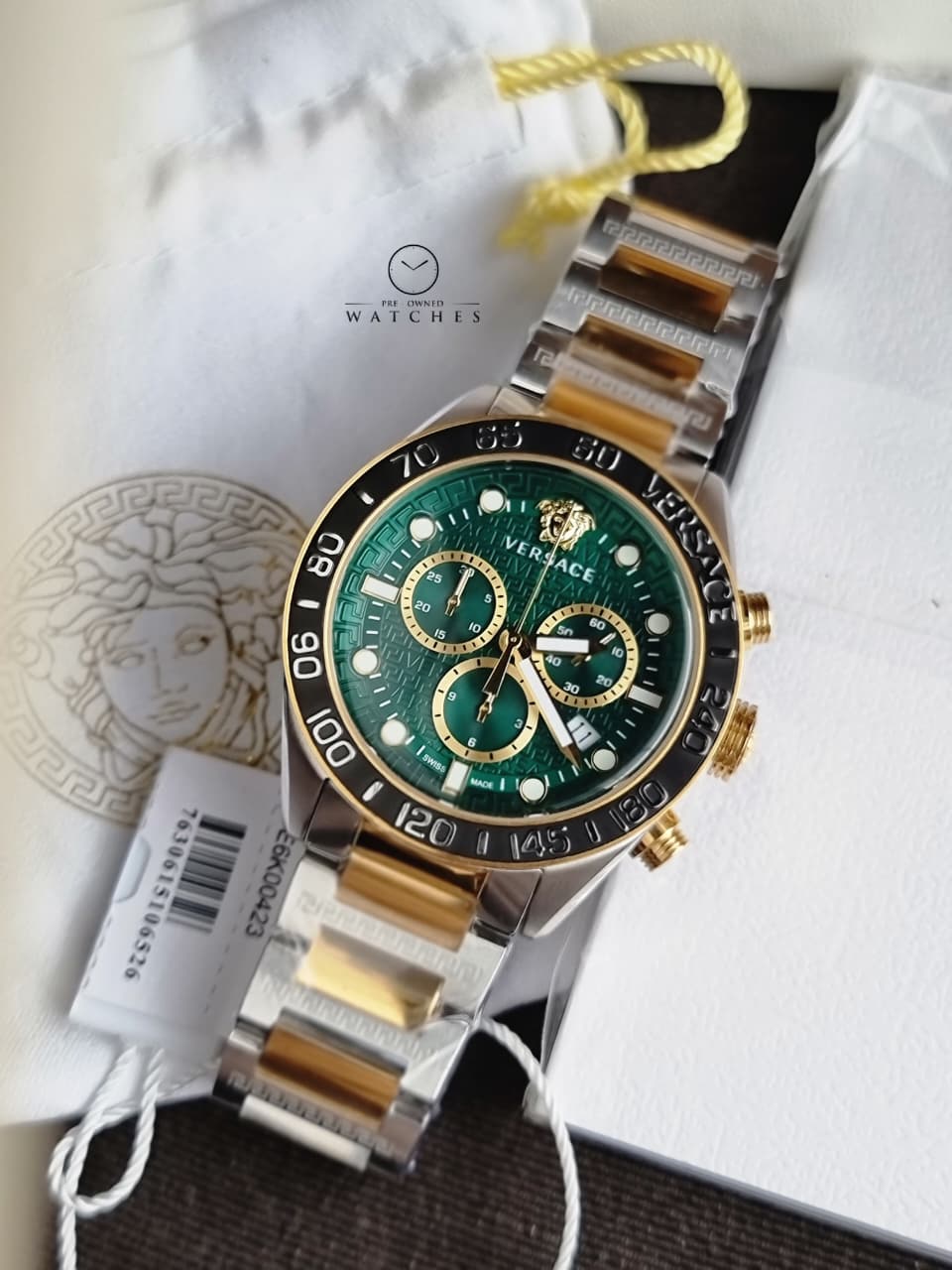 Versace Greca Dome VE6K00423 Men's Watch – Gold Tone, Round Dial, Quartz