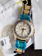 Versace Greca Action VE3J00522 Men's Watch – Silver Dial Chronograph, Two-Tone Stainless Steel, Quartz