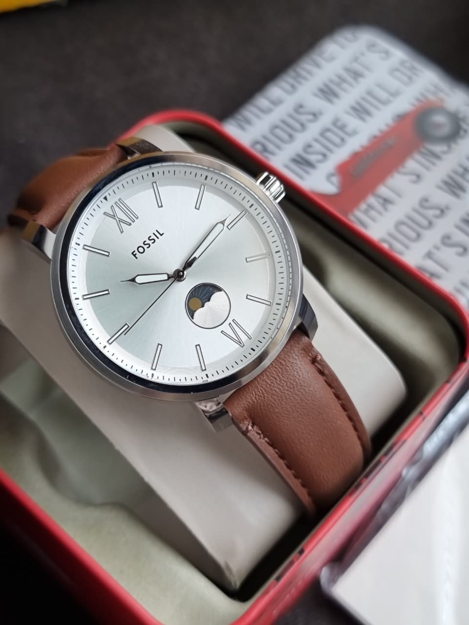 Fossil Rhett BQ2908 Men's Watch – Multifunction, Brown Leather Strap, Quartz