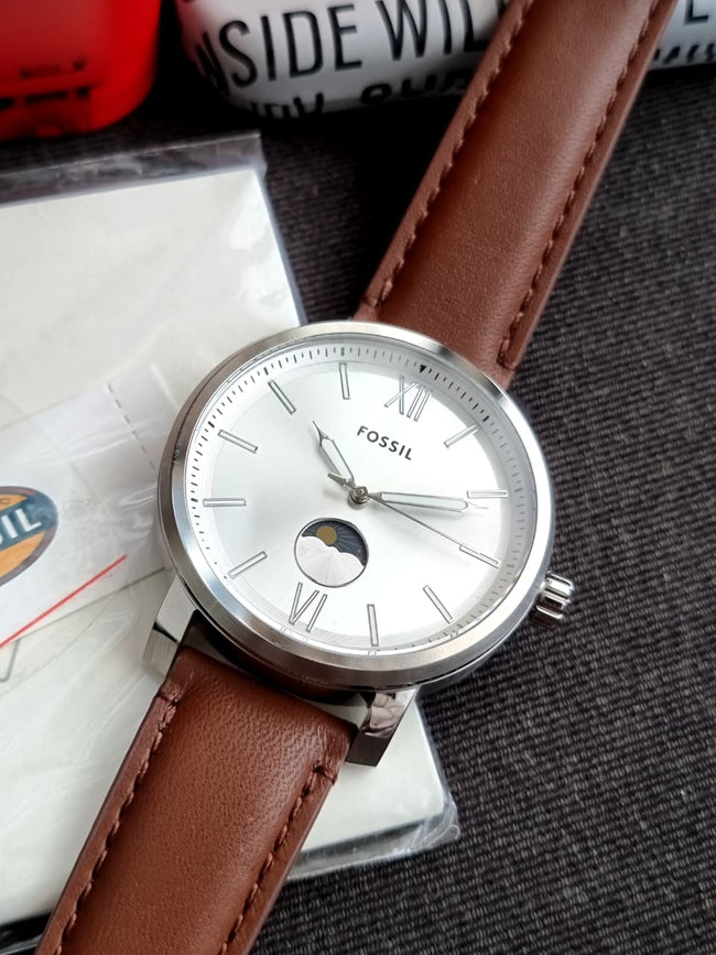 Fossil Rhett BQ2908 Men's Watch – Multifunction, Brown Leather Strap, Quartz Hover Image