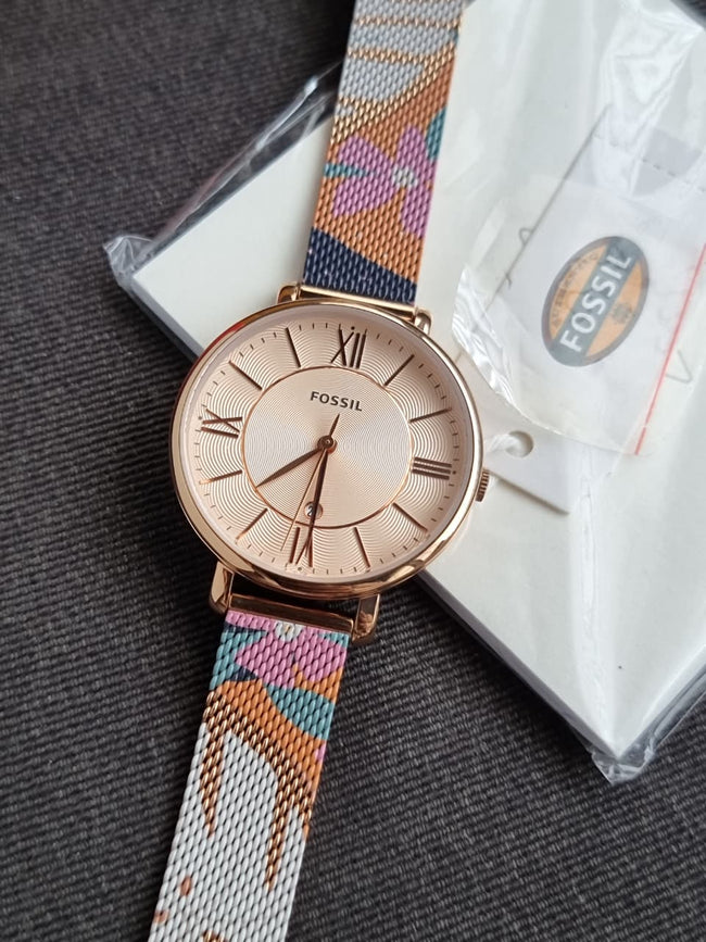 Fossil ES5170 Jacqueline Women's Rose Gold Mesh Watch Hover Image