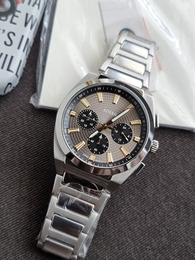 Fossil Everett Chronograph FS6128 Men's Watch – Grey Dial, Stainless Steel, Quartz Main Image