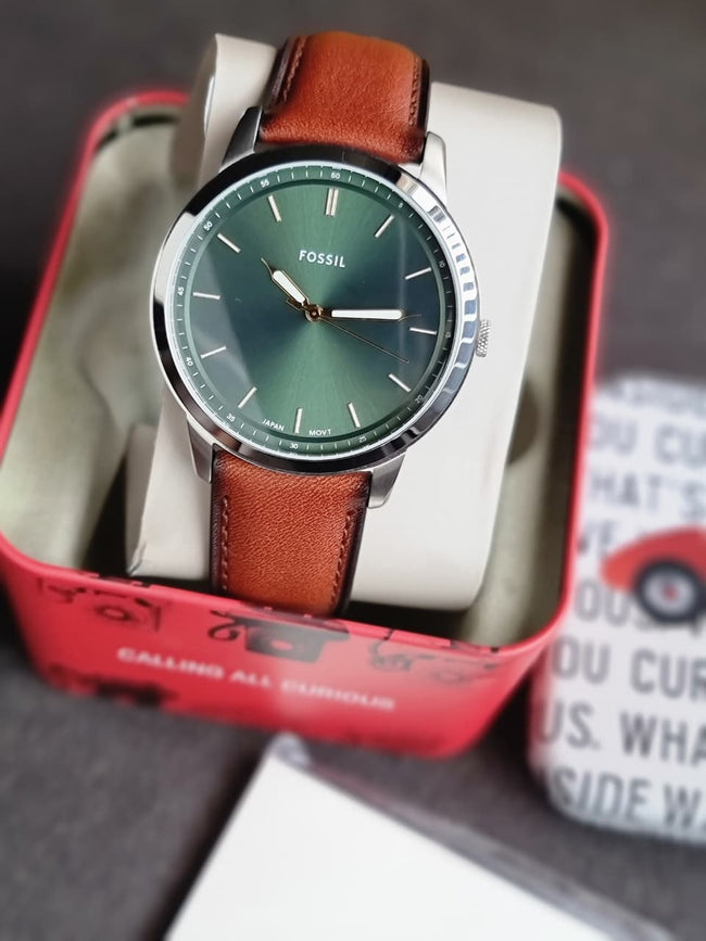 Fossil Minimalist FS6094 Men's Watch – Stainless Steel, Clean Dial, Quartz Hover Image