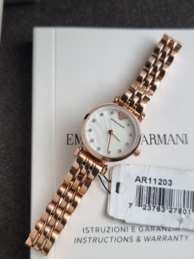 Emporio Armani Women’s Analog Stainless Steel Mother of Pearl Dial 22mm Watch AR11203 Hover Image