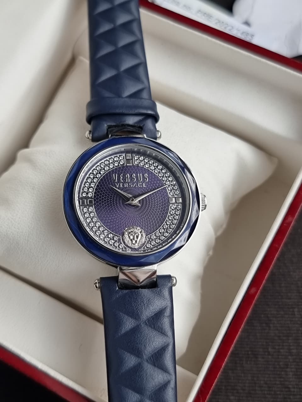 Versus Versace Women's Watch – Blue Dial, Blue Leather Strap, Quartz, 36mm