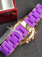 Marc Jacobs Rock Chronograph Purple Dial Purple Silicone Strap Watch For Women - MBM2549
