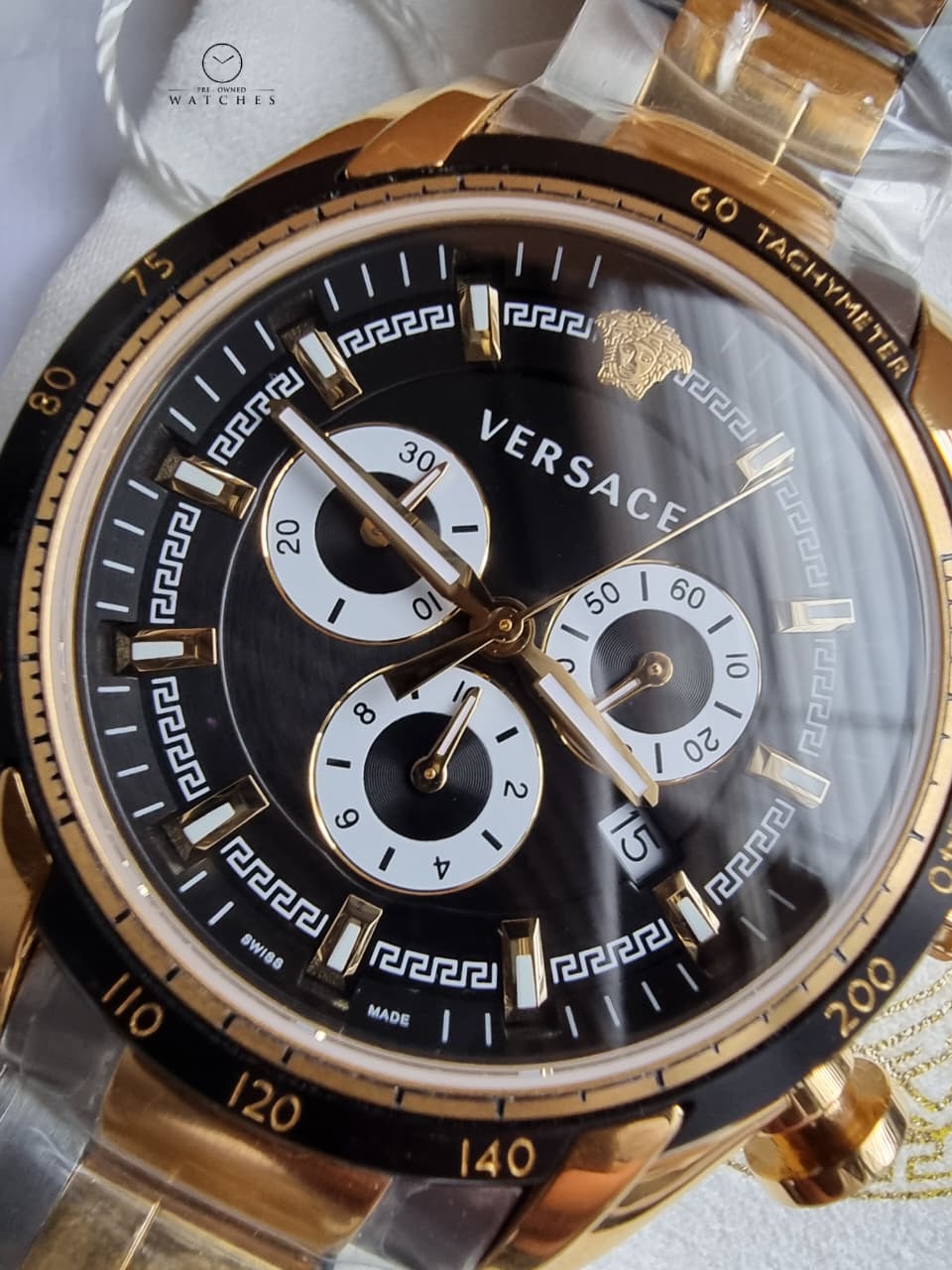 Versace V-Ray VE2I00421 Men's Watch – Chronograph, 44mm, Stainless Steel, 5ATM Quartz